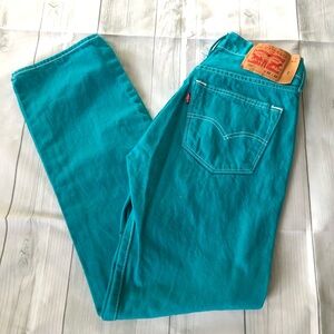 LEVI’S 501 Original Denim Jeans Mens Teal Sz 32 x 32
